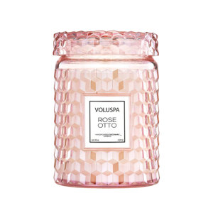 Voluspa Rose Otto - Large Jar Candle - Notes of Rosa Damascena Flower Tops & Bulgarian Rose with Pink Peony.